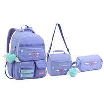 Kit Mochila Lancheira Estojo Feminino Bolso Laptop