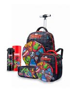 Kit Mochila Lancheira Estojo Garrafa Escolar Avengers Marvel