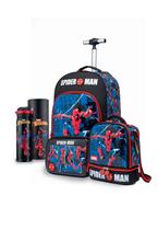 Kit Mochila Lancheira Estojo Garrafa Homem Aranha Marvel