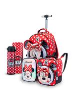 Kit Mochila Lancheira Estojo Garrafa Infantil Minnie Rodinha Disney Kit Mochila Lancheira Estojo Garrafa Infantil Minnie Rodinha Disney