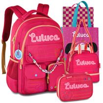 Kit Mochila Lancheira Estojo Luluca Escolar Lançamento Meninas