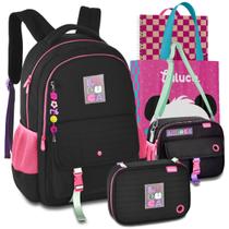 Kit Mochila Lancheira Estojo Luluca Escolar Meninas Notebook Meninas Resistente Reforçada Kit Mochila Lancheira Estojo Luluca Escolar Meninas Notebook Meninas Resistente Reforçada
