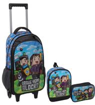 Kit Mochila Lancheira Estojo Menino Minekraft Game Blocks Aventureiros Yepp Kit Mochila Lancheira Estojo Menino Minekraft Game Blocks Aventureiros Yepp