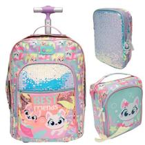 Kit Mochila + Lancheira + Estojo Pet Sereia Puket