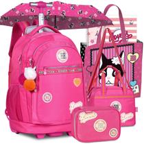 Kit Mochila Lancheira Estojo Rb Rebecca Bonbon Escolar Carrinho Rodinha