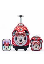 Kit Mochila Lancheira Estojo Rodinha Espaçosa Minnie Infantil Escolar