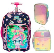 Kit Mochila + Lancheira + Estojo Unicornio Kawaii Puket
