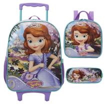 Kit Mochila Lancheira Estojo Xeryus Princesa Sofia X Roxo