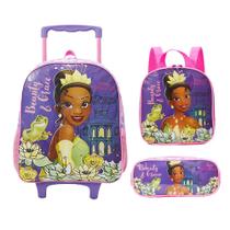 Kit Mochila Lancheira Estojo Xeryus Princesa Tiana X Roxo