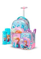 Kit Mochila Lancheira Garrafa Estojo Escolar Frozen Rodinha Disney Kit Mochila Lancheira Garrafa Estojo Escolar Frozen Rodinha Disney
