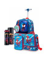 Kit Mochila Lancheira Garrafa Estojo Marvel Homem Aranha Rodinha Kit Mochila Lancheira Garrafa Estojo Marvel Homem Aranha Rodinha