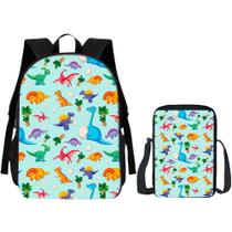 Kit Mochila + Lancheira Infantil Escolar Alça de Costas Dino