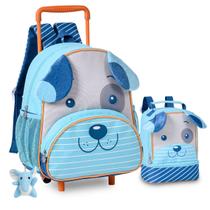 Kit Mochila Lancheira Pets Infantil Feminina Carrinho Animais Zoo
