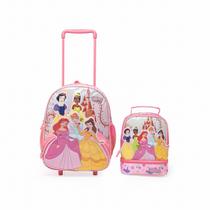 Kit Mochila Lancheira Princesas Infantil Rodinha Escolar Disney