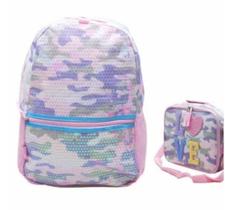 Kit Mochila + Lancheira Térmica Escolar Love Rosa Luxcel