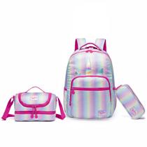 Kit Mochila Lancheira Térmica Estojo Duplo Resistente Unicórnio Colorido Polo One Kit Mochila Lancheira Térmica Estojo Duplo Resistente Unicórnio Colorido Polo One