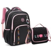 Kit Mochila Lancheira Térmica Love Matelassê Kika KK24M07