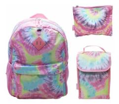 Kit Mochila + Lancheira Térmica + Necessaire Tie Dye Luxcel