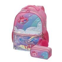Kit Mochila Lilica Ripilica Holográfica Com Triplo Estojo