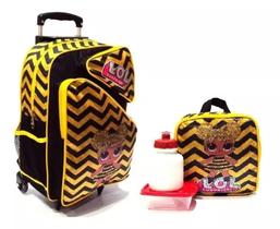 Kit Mochila Lol Queen Bee 3 Bolsos Rodinha Tam G + Lancheira