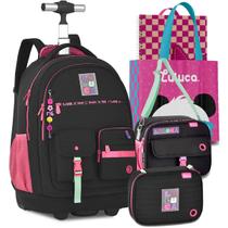 Kit Mochila Luluca Carrinho Rodinhas Escolar Lancheira e Estojo Juvenil Escolar Kit Mochila Luluca Carrinho Rodinhas Escolar Lancheira e Estojo Juvenil Escolar