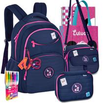 Kit Mochila Luluca Escolar Lancheira e Estojo Escolar Meninas