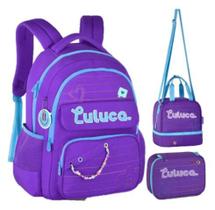 Kit Mochila Luluca Letras Lancheira E Estojo 2025