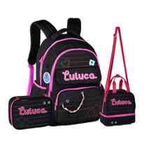 Kit Mochila Luluca Letras Lancheira E Estojo 2025