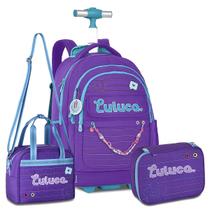Kit Mochila Luluca Rodinha Lancheira Estojo box Costa Grande