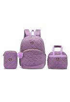 Kit Mochila Madami Escolar Estojo Lancheira juvenil Lilás