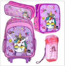 Kit mochila magic brw + lancheira termica + estojo 2 zippers + garafa
