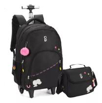 Kit Mochila Mala Barbie De Rodinha Com Lancheira Notebook Escolar Infantil Juvenil Meninas