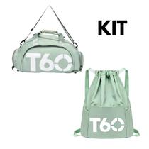 Kit Mochila Mala Bolsa De Viagem Treino Esportiva T60 Impermeável De Luxo
