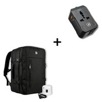 Kit Mochila Mala Survivor 38L para Notebook 17 com Bomba de Sucção e Carregador Universal Turbo Power Delivery da Gshield