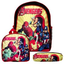 Kit Mochila Masculina Costas Vingadores Lancheira Estojo
