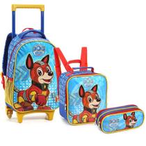 KIT Mochila Masculina Dog Heroes Infantil Com Lancheira e Estojo