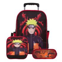 Kit Mochila Masculina Escola Naruto De Rodinhas E Lancheira