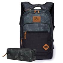 Kit Mochila Masculina + Estojo Hang Loose Preto Camuflada