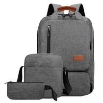 Kit mochila Masculina Feminina com Bolsa Media Estojo Para o seu Dia a Dia Escola Faculdade Trabalho