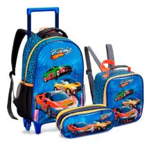 Kit Mochila Masculino Escola Infantil Rodinha Desenho Do Tec