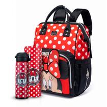 Kit Mochila Maternidade Garrafa Minnie Resistente Disney