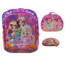 Kit Mochila Média Costas Lancheira Estojo Princess Kit Mochila Média Costas Lancheira Estojo Princess