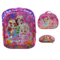 Kit Mochila Média Costas Lancheira Estojo Princess Kit Mochila Média Costas Lancheira Estojo Princess