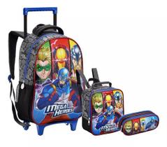 Kit Mochila Mega Super Heróis Vingadores Rodinhas E Alças G