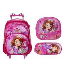 Kit Mochila Menina Carrinho Princesa Sofia com Lancheira