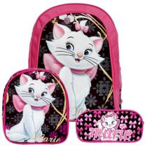 Kit Mochila Menina Infantil Gata Marie Lancheira Estojo