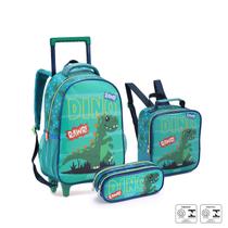 Kit Mochila Menino Infantil Dinossauro Com Lancheira Estojo