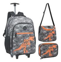 Kit Mochila Meninos Rodinha Lancheira Juvenil Dinossauro Yep