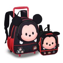 Kit Mochila Mickey C/ Rodinhas Tsum Tsum + Lancheira Térmica Creche Disney - Clio