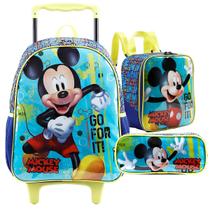 Kit Mochila Mickey Infantil Rodinhas Lancheira Estojo Xeryus